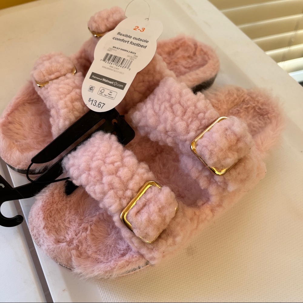 New! Wonder Nation Sherpa Slipper Sandals